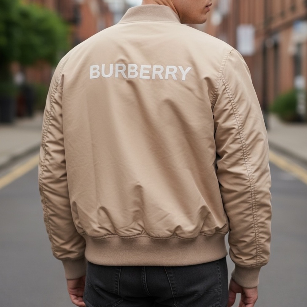 Burberry Logo Print Bomber Jacket